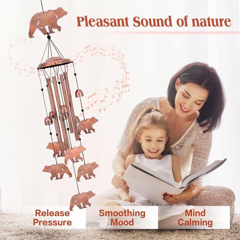 EZTZEN Bear Wind Chimes for Outside,Bear Gifts for Women/Men/Sympathy Gift/Memorial/Festival Birthday Metal windchimes Outdoors/Indoors,Patio,Garden Decor,Yard,Home Decor,Porch - Image 3
